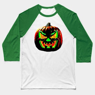 Neon Retro Vintage Jack O' Lantern Pumpkin Baseball T-Shirt